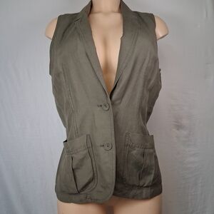 J. Jill Olive Sleeveless Buttoned Utility Vest Size S